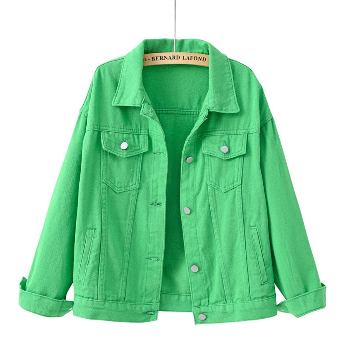dames relaxed fit spijkerjasje met hemdkraag in groen