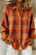 dames relaxed fit vest met ruitpatroon in oranje