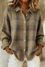 dames relaxed fit vest met ruitpatroon in bruin