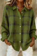 dames relaxed fit vest met ruitpatroon in groen