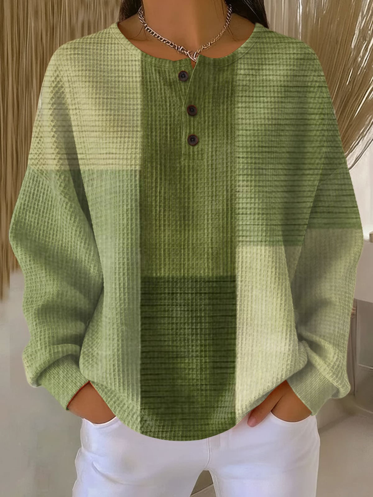 dames relaxed fit waffle trui in stijl 4