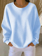 dames relaxed trui oversized met ronde hals in hemelsblauw
