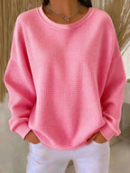 dames relaxed trui oversized met ronde hals in roze