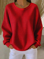dames relaxed trui oversized met ronde hals in rood