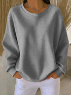 dames relaxed trui oversized met ronde hals in grijs