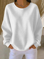 dames relaxed trui oversized met ronde hals in wit