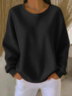 dames relaxed trui oversized met ronde hals in zwart