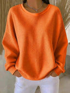dames relaxed trui oversized met ronde hals in oranje