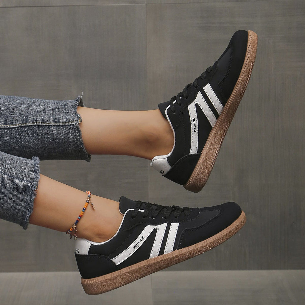 dames retro sneaker met brede neus in zwart