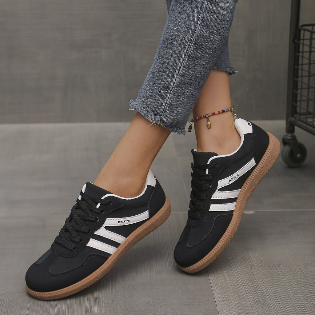 dames retro sneaker met brede neus in zwart