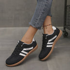 dames retro sneaker met brede neus in zwart