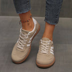 dames retro sneaker met brede neus in khaki