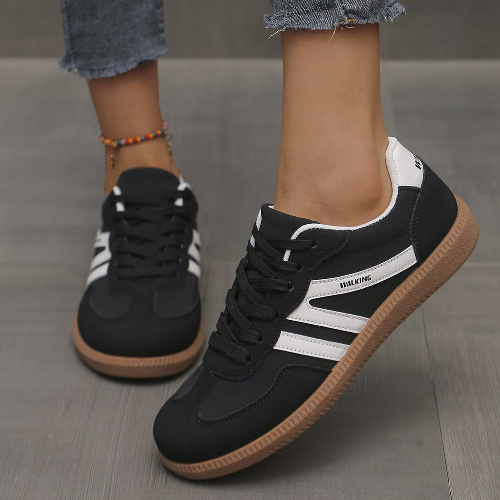 dames retro sneaker met brede neus in zwart