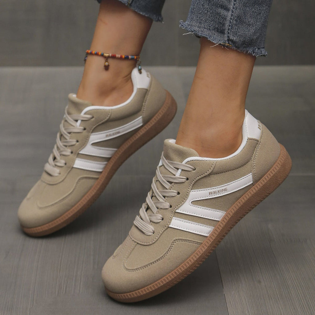 dames retro sneaker met brede neus in khaki