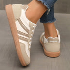 dames retro sneaker met brede neus in gebroken wit
