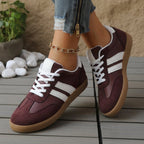 dames retro sneakers met vetersluiting in donkerrood & wit