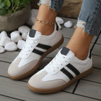 dames retro sneakers met vetersluiting in zwart & wit