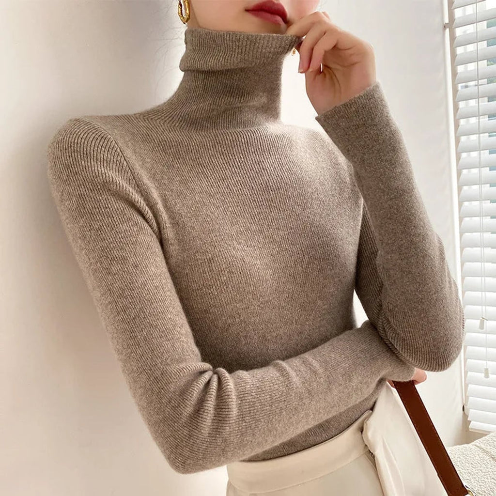 dames slim fit coltrui in kameel