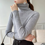 dames slim fit coltrui in grijs