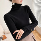 dames slim fit coltrui in zwart