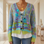 dames slim fit vest met bloemborduursel in groen