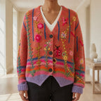 dames slim fit vest met bloemborduursel in rood