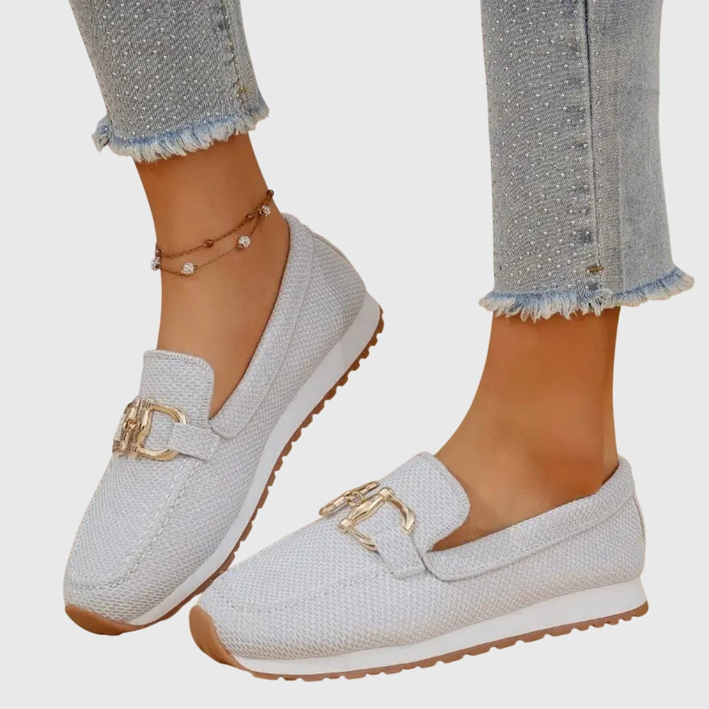 dames slip-on loafer met voetbed in wit
