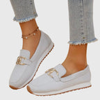 dames slip-on loafer met voetbed in wit