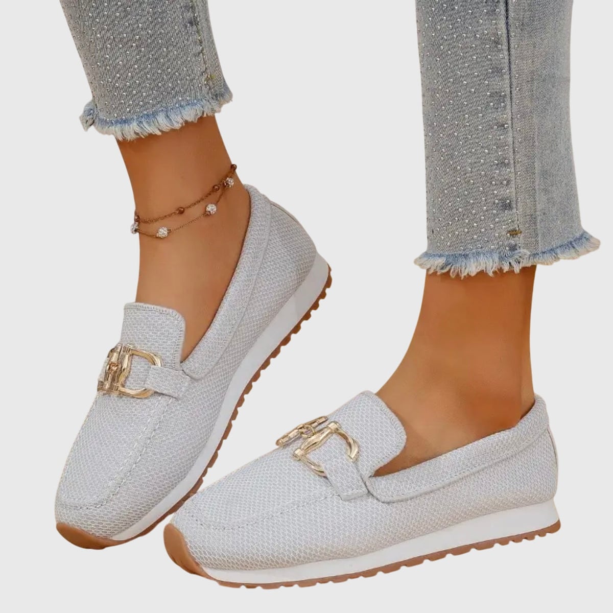 dames slip-on loafer met voetbed in wit
