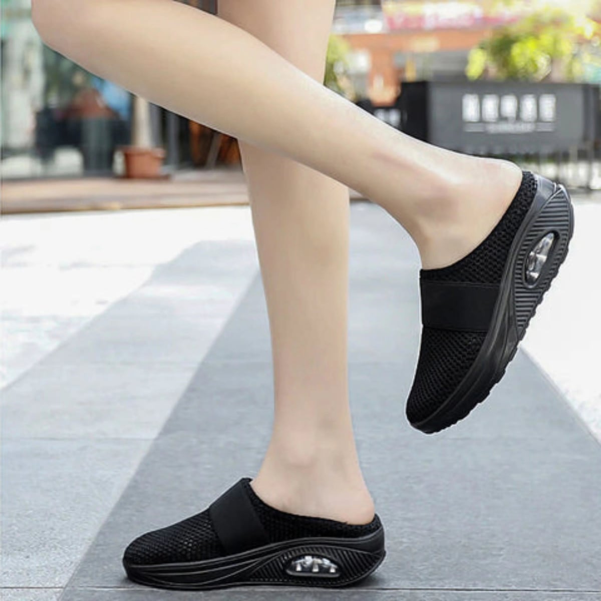 dames slip-on sneaker muil met luchtzool in zwart