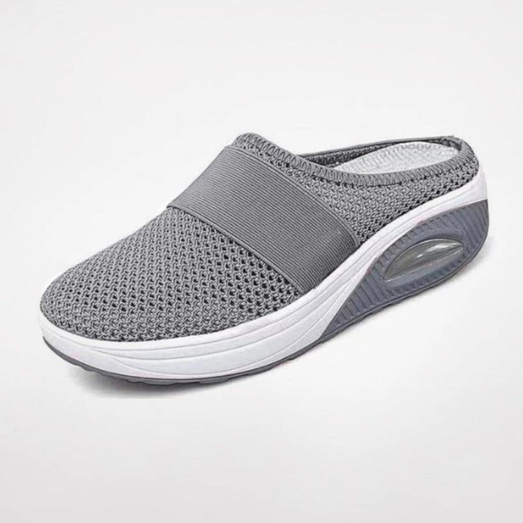 dames slip-on sneaker muil met luchtzool in lichtgrijs