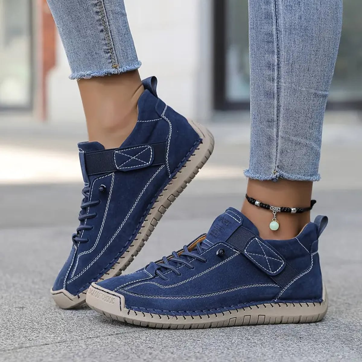 dames sneaker met brede pasvorm in blauw (bijna uitverkocht!)