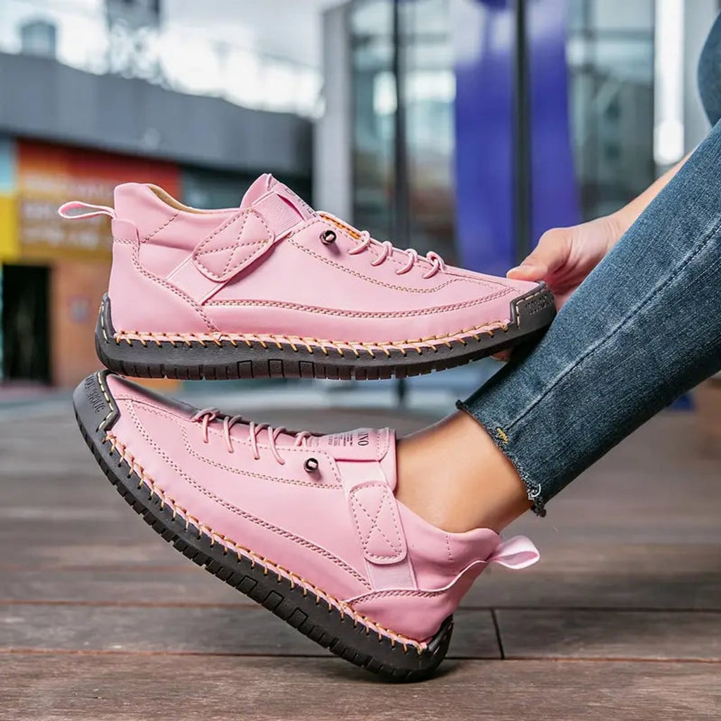 dames sneaker met brede pasvorm in roze