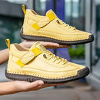 dames sneaker met brede pasvorm in geel