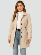 dames trenchcoat getailleerd met ceintuur in champagne