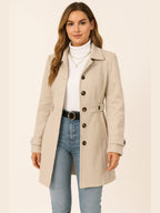 dames trenchcoat getailleerd met ceintuur in champagne