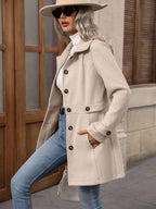 dames trenchcoat getailleerd met ceintuur in champagne