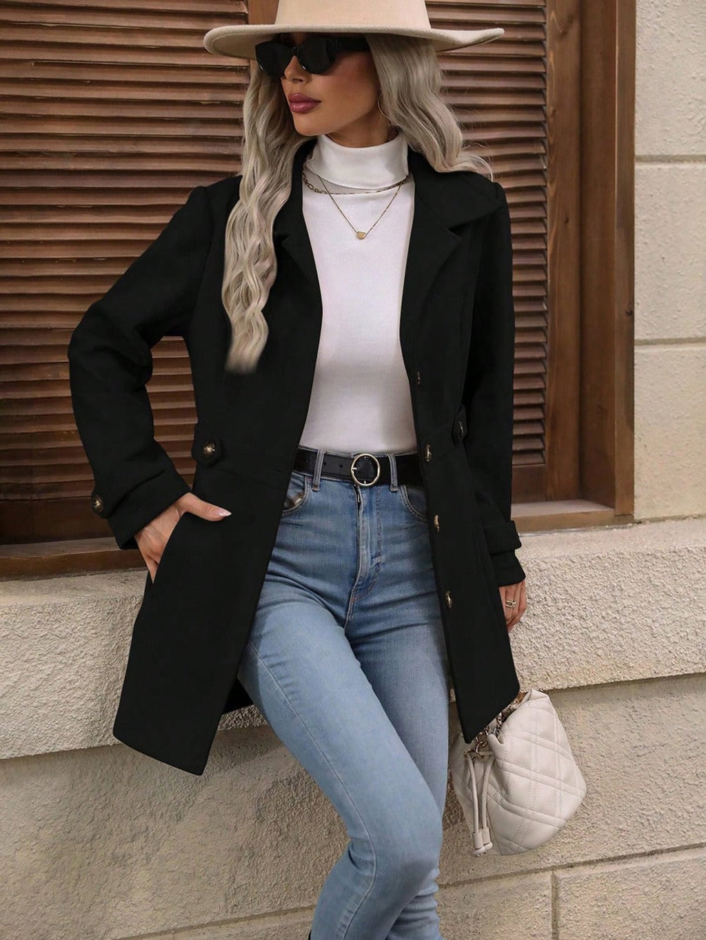 dames trenchcoat getailleerd met ceintuur in zwart