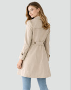 dames trenchcoat getailleerd met reverskraag in beige