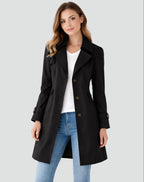 dames trenchcoat getailleerd met reverskraag in zwart