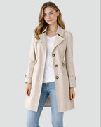 dames trenchcoat getailleerd met reverskraag in beige