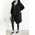 dames trenchcoat met capuchon in zwart