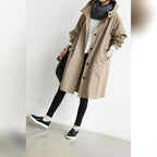 dames trenchcoat met capuchon in beige