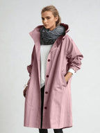 dames trenchcoat met capuchon oversized in roze