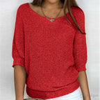 dames trui lange mouw met ronde hals in rood