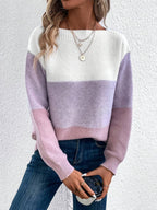 dames trui met colorblock en ronde hals