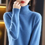 dames trui met coltrui in blauw