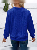 dames trui met rits en kabelstructuur in blauw