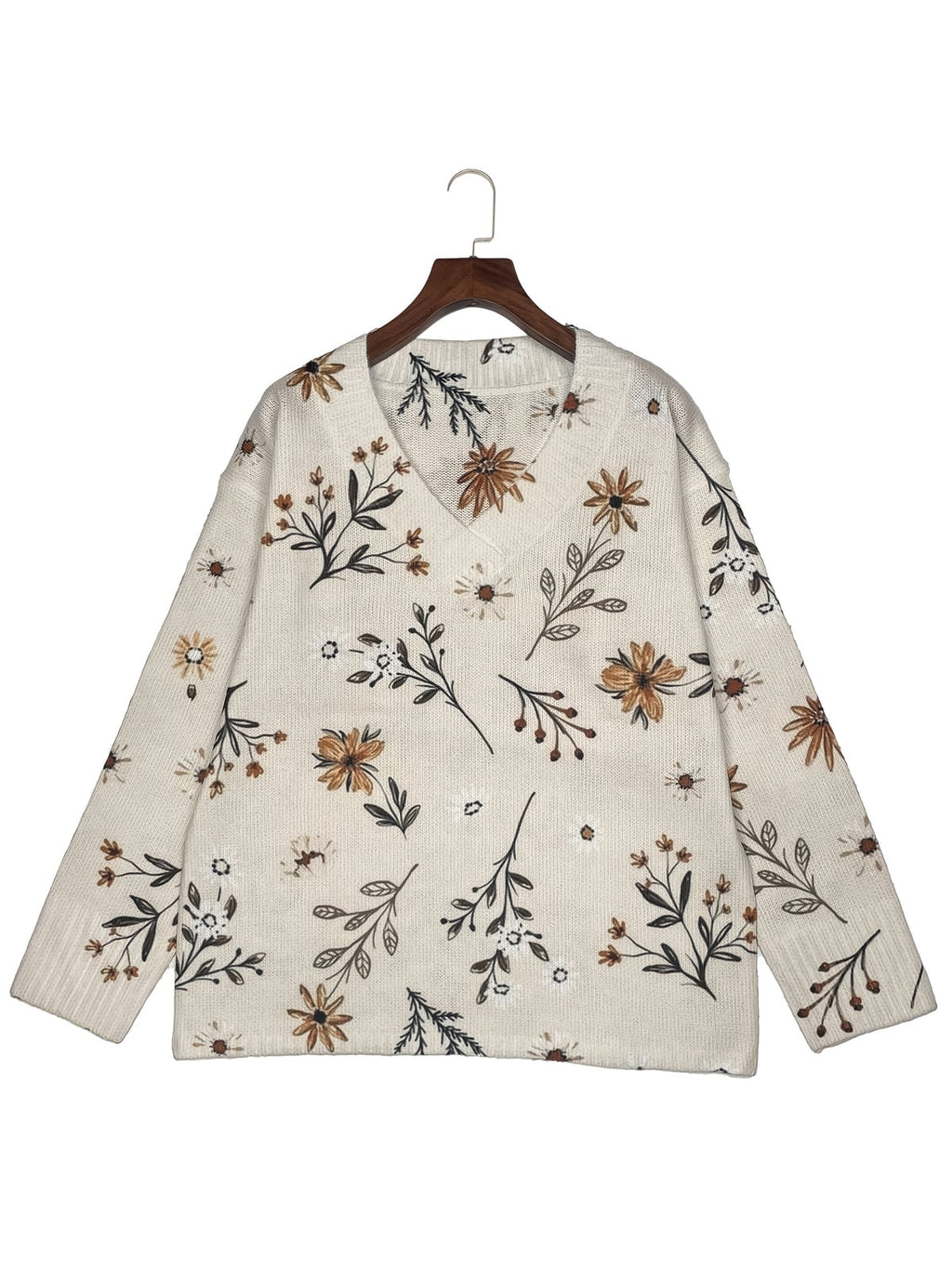 dames trui met v-hals en bloemenprint