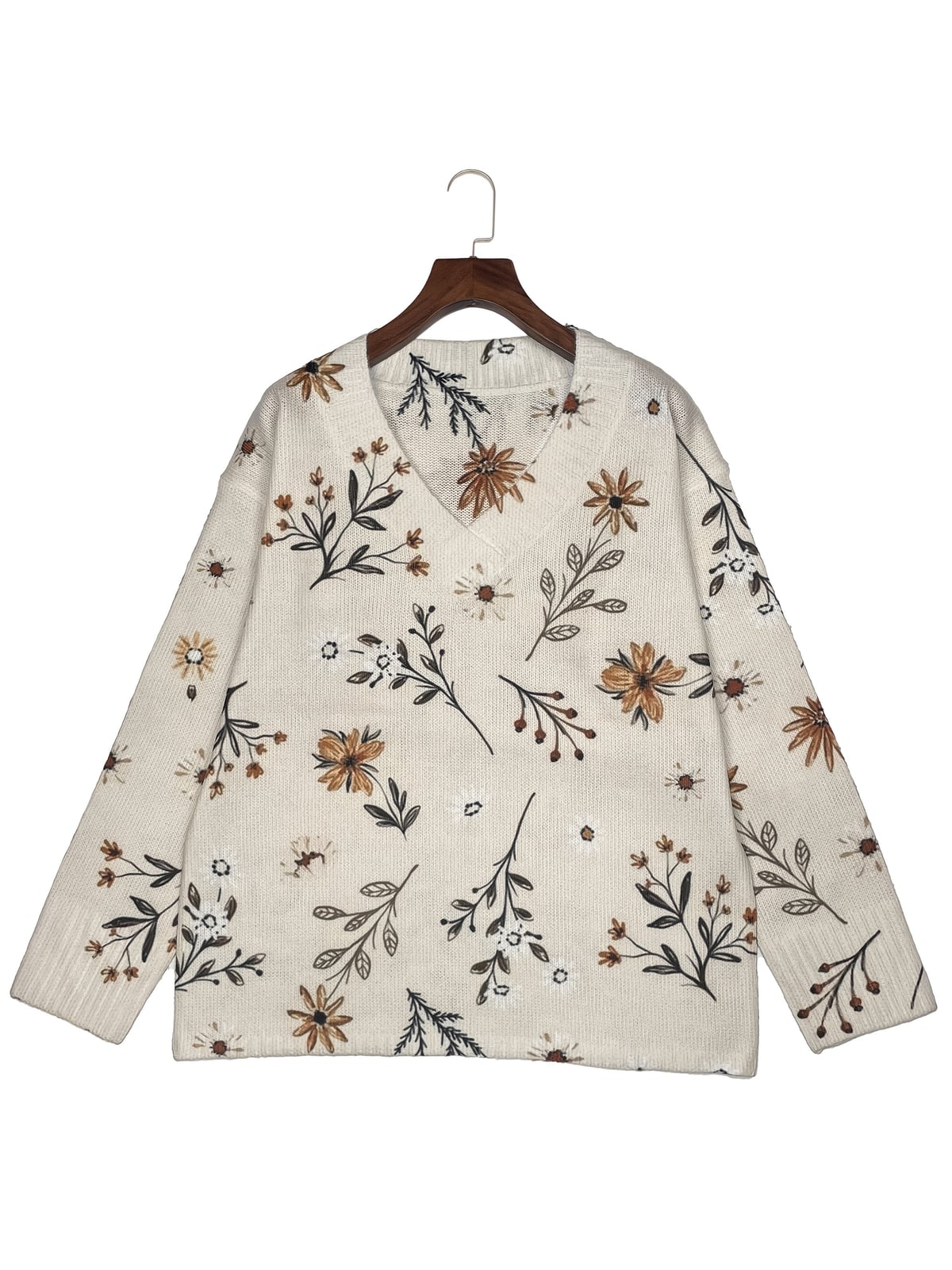 dames trui met v-hals en bloemenprint